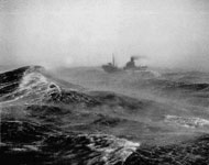 Trawler in heavy seas